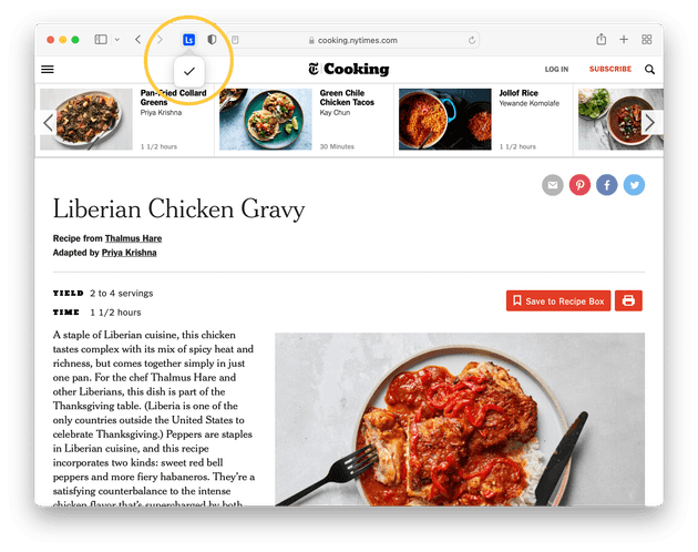 Example of saving a link